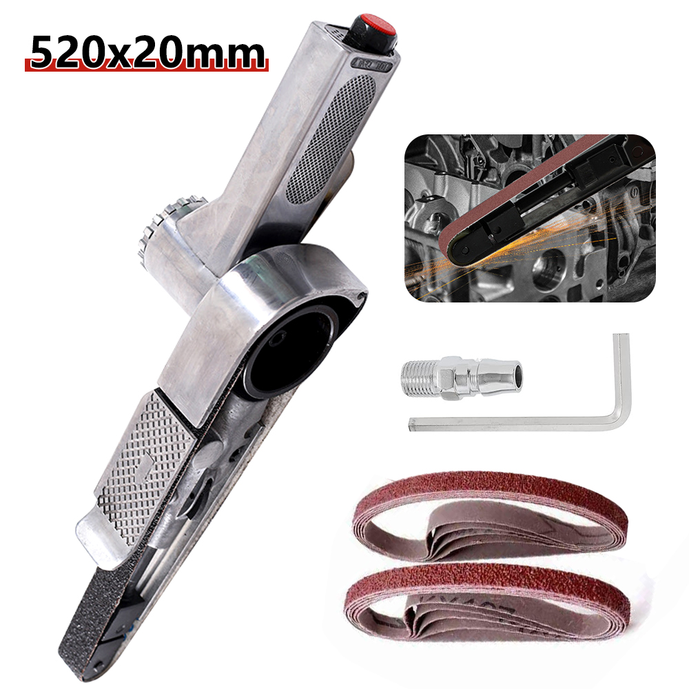 Belt Sander Portable - 520*20 ミリメートルミニエアベルトサンダーサンディングマシンハンドヘルドアングルグラインダー研磨研削工業用空気圧ツール空気圧縮機
