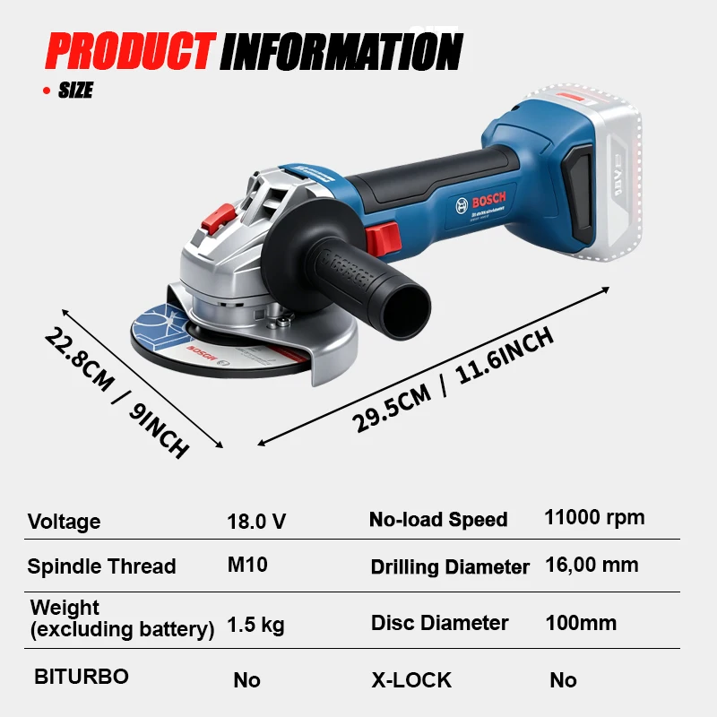 ボッシュ GWS 18V-8 コードレスアングルグラインダー - Power Tools Bosch のレビューと価格
